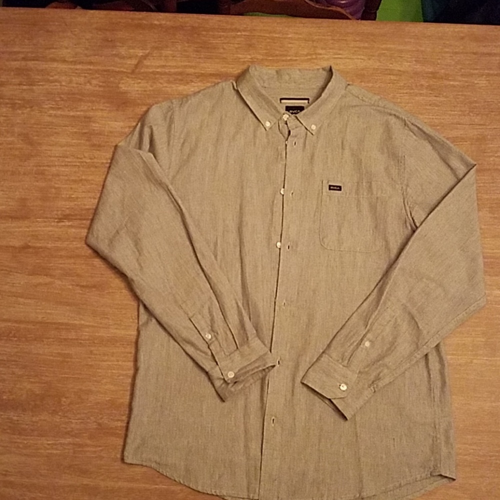 RVCA slim fit light grey button up XL